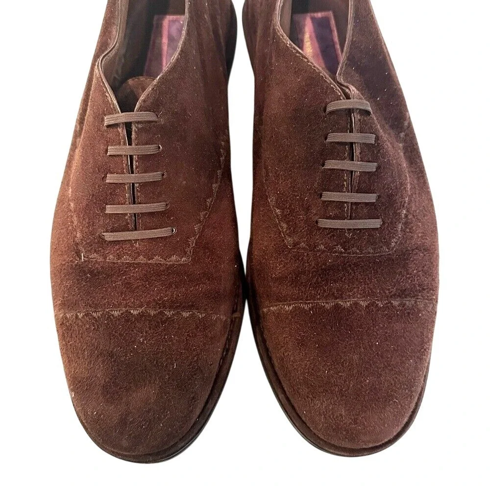 Susan Bennis Warren Edwards The‎ Crepes Suede Oxfords Men's 9 Brown Lace Up